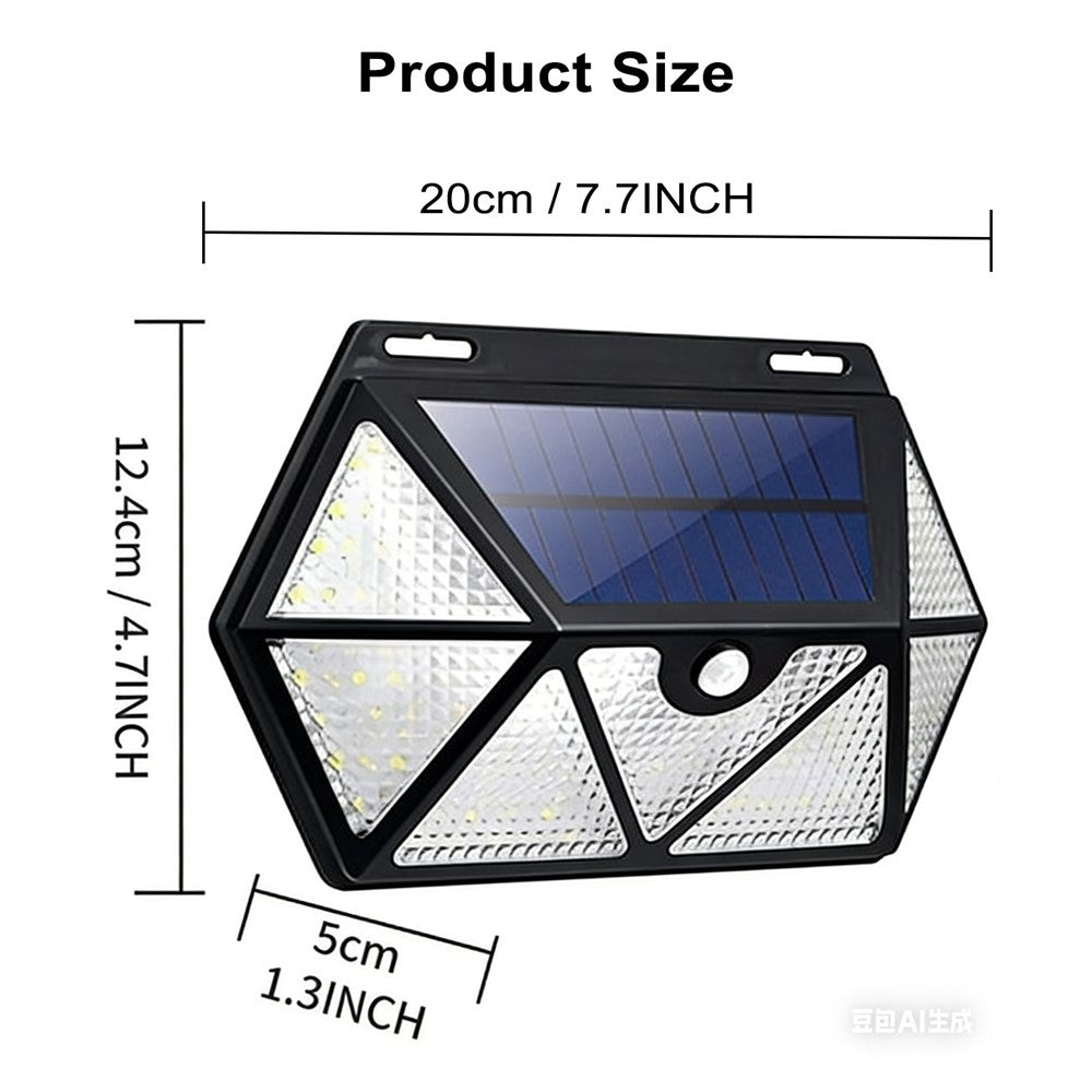 YY-61352 2Pcs 135 LED Solar Wall Lights Seven-Sided Design PIR Motion Sensor IP65 Waterproof Outdoor Garden Yard Security Lamp