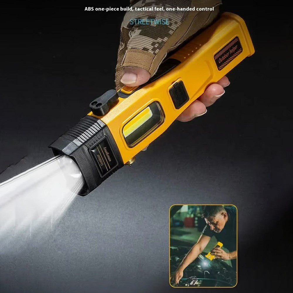 W5215 Zoomable Multi-Function Work Light Car Emergency Flashlight with Strong Magnet / Window Breaker / Safety Hammer