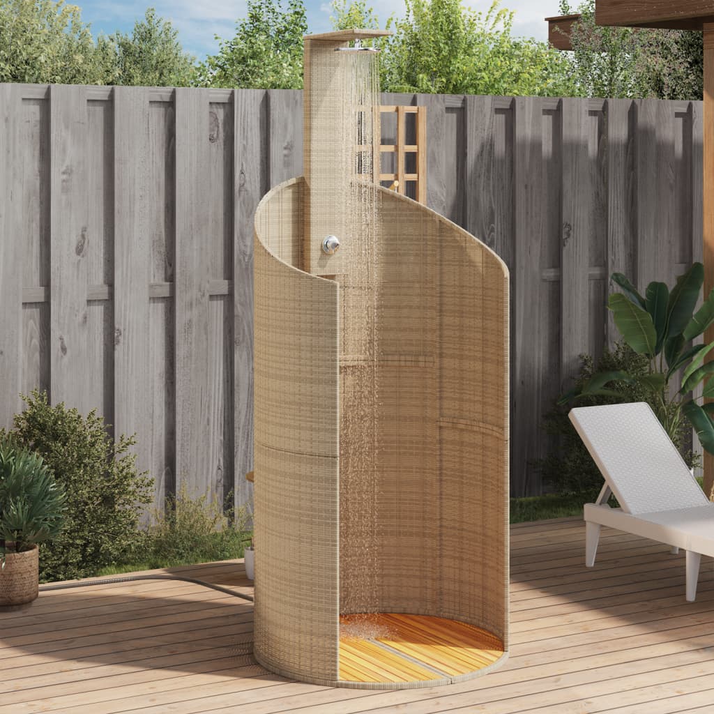 Gartendusche 100X100X241,5 Cm Poly Rattan Akazienholz