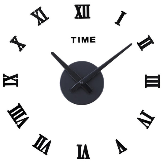 Frameless DIY Wall Clock 3D Acrylic Sticker Roman Numbers Wall Clock