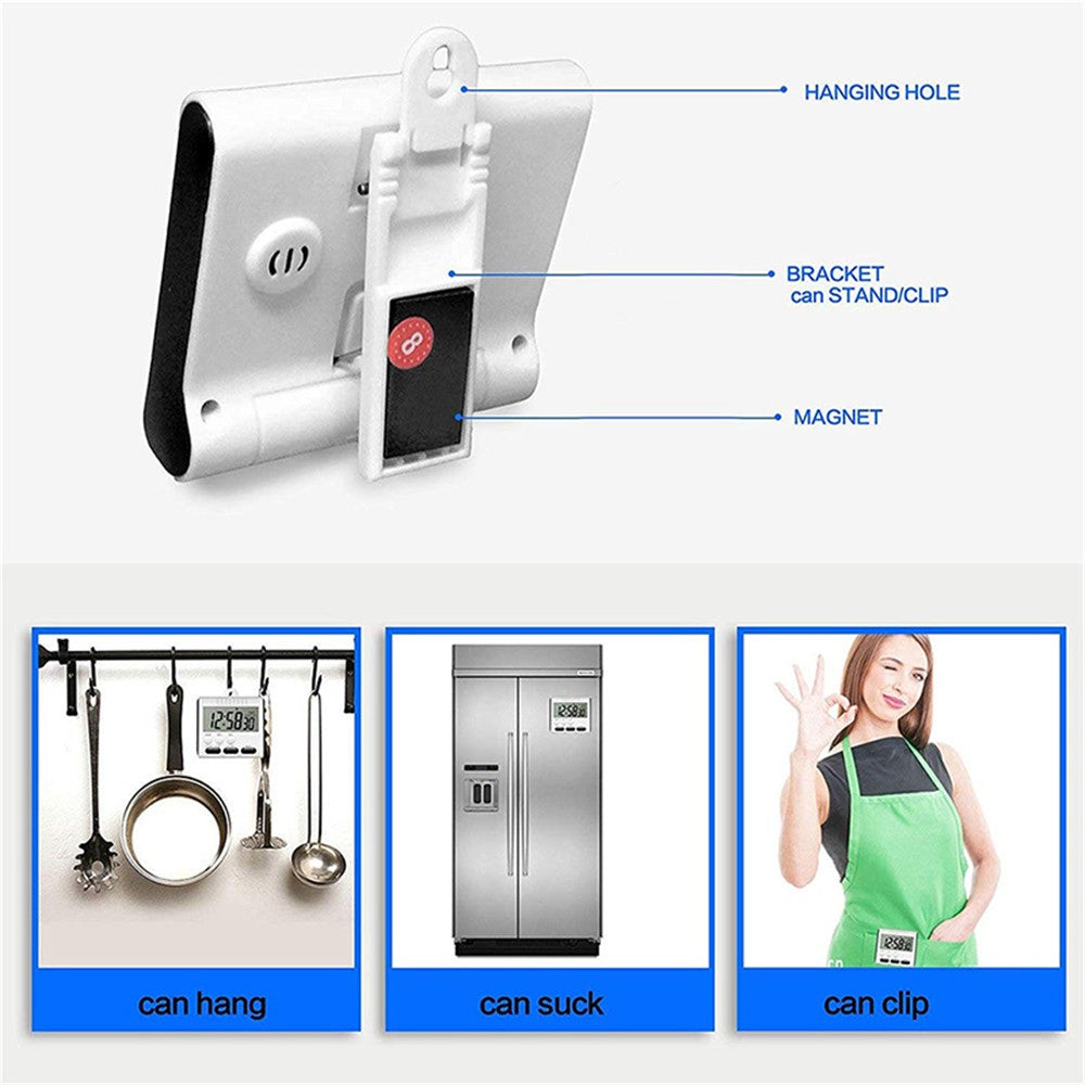 Magnetic Large LCD Digital Kitchen Timer with Loud Alarm Count Up & Down Clock 24 Hours Kitchen Timer