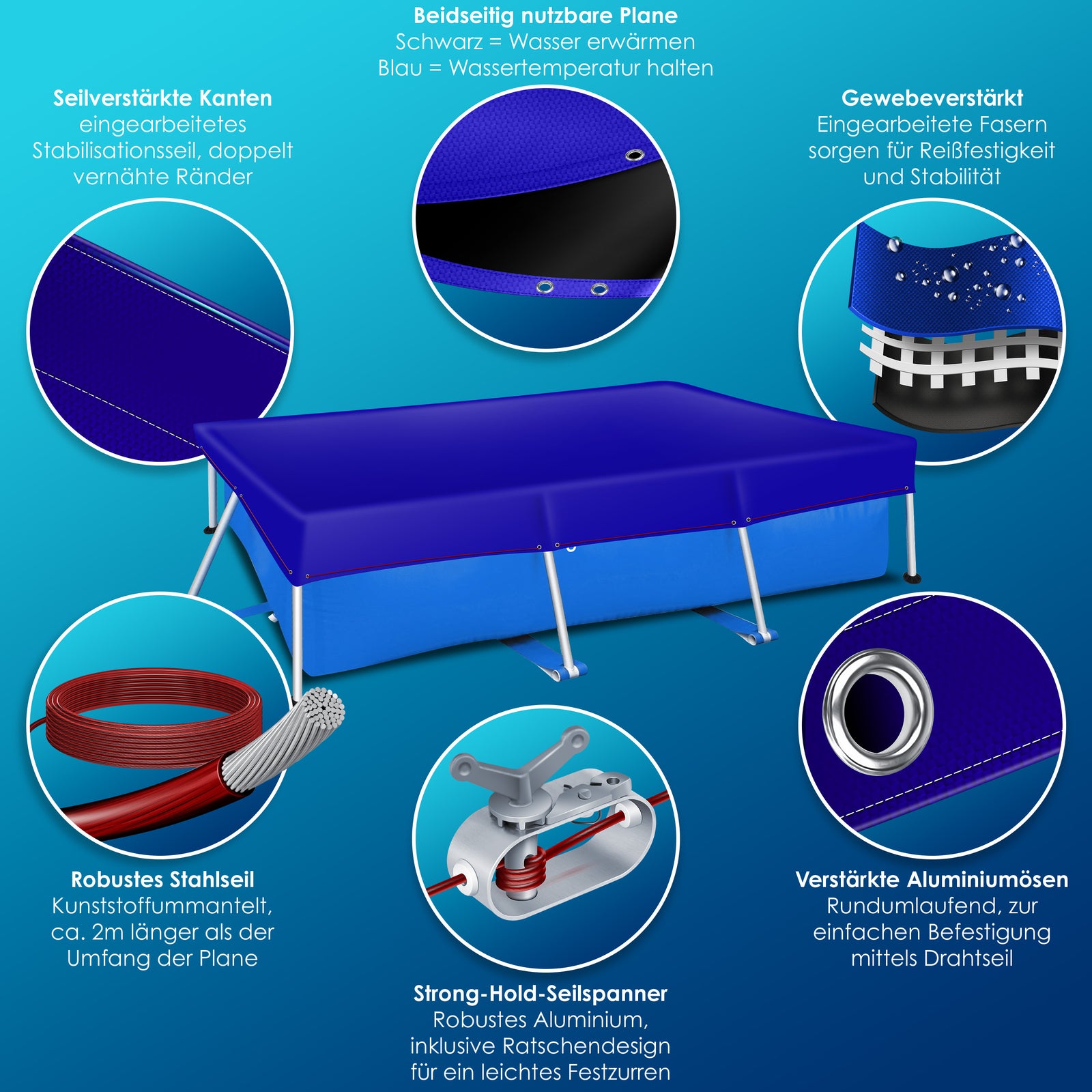 KESSER® Solar Poolabdeckung Pool Abdeckplane Abdeckung Solar Plane Solarfolie