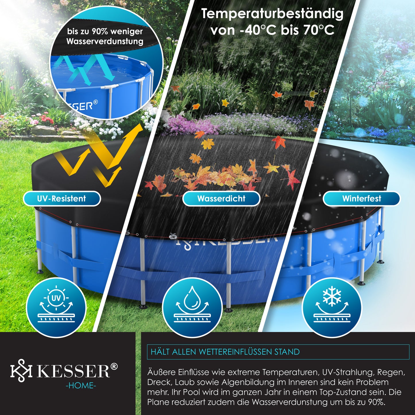KESSER® Solar Poolabdeckung Pool Abdeckplane Abdeckung Solar Plane Solarfolie