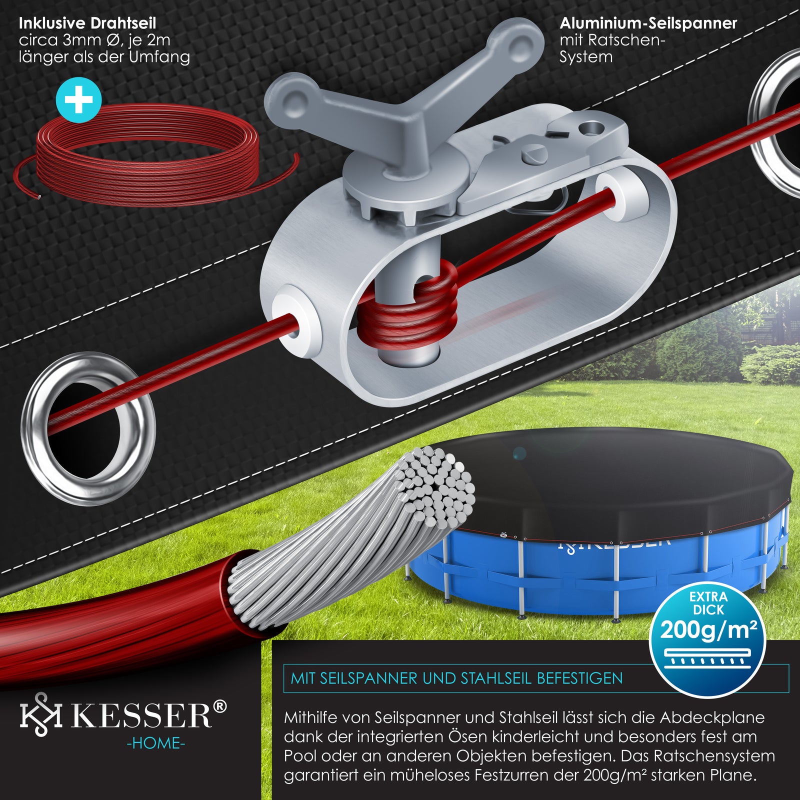 KESSER® Solar Poolabdeckung Pool Abdeckplane Abdeckung Solar Plane Solarfolie