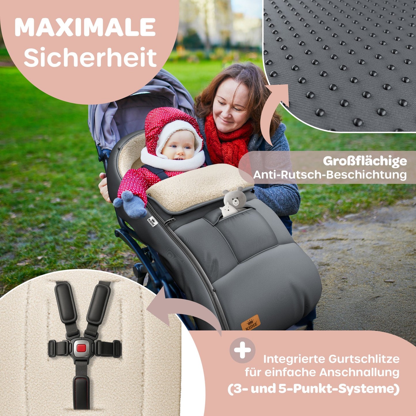 KIDIZ® Babyfußsack Baby Winterfußsack Kinderwagenfuß