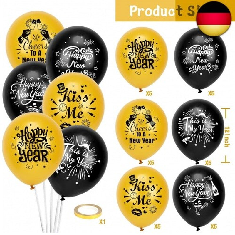 HOWAF Silvester Deko 2023 Dekoration Ballons Set, Neujahr Silvesterdeko,