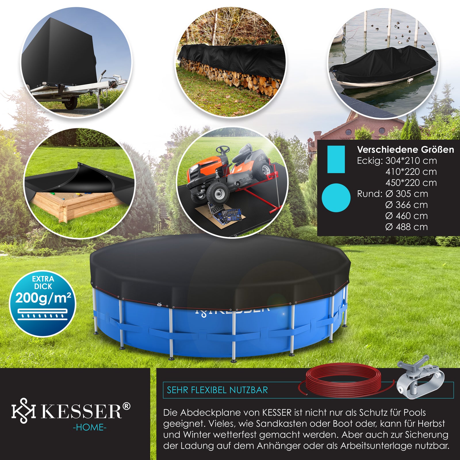 KESSER® Solar Poolabdeckung Pool Abdeckplane Abdeckung Solar Plane Solarfolie