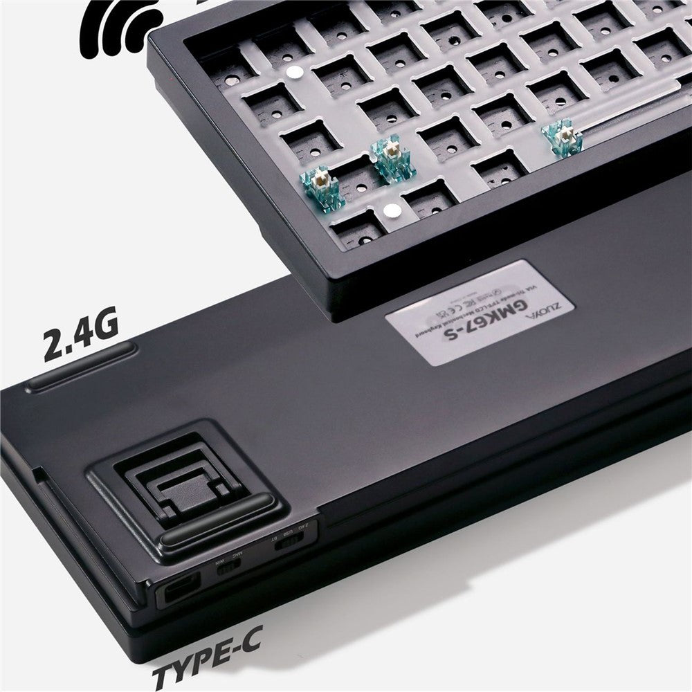 GMK67-S Hot Swappable Wireless+Wired+Bluetooth-compatible Keyboard Kit with Screen, RGB Backlight