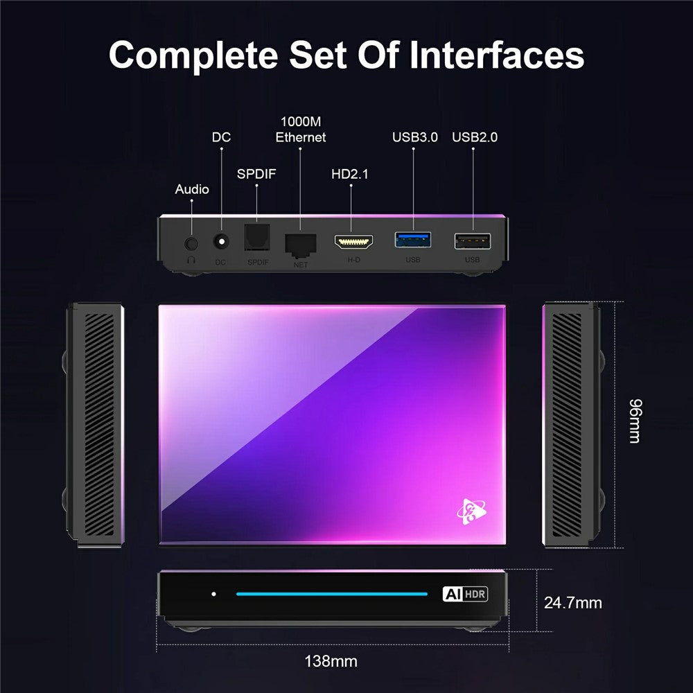 H96 Max M9 Set Top Box Android 14.0 8GB RAM 128GB ROM WiFi6 1000M LAN BT5.4 TV Box