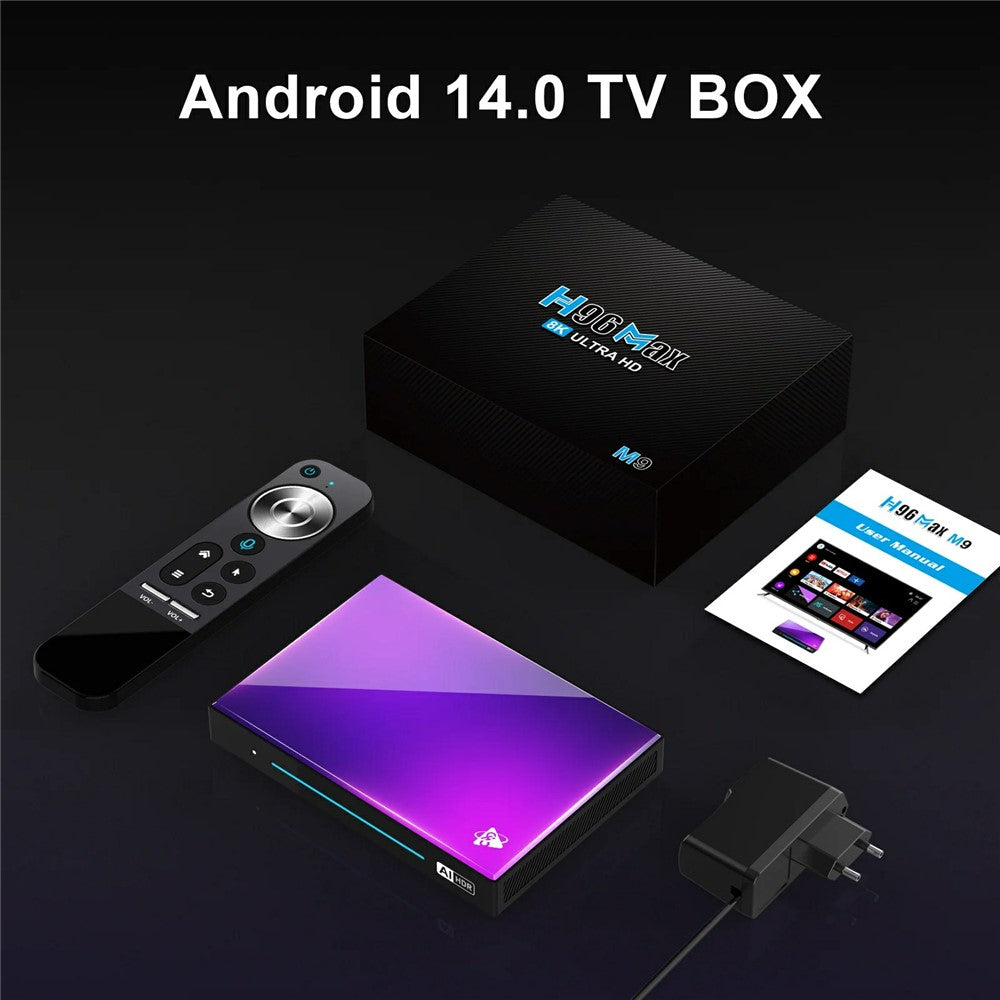 H96 Max M9 Set Top Box Android 14.0 8GB RAM 128GB ROM WiFi6 1000M LAN BT5.4 TV Box