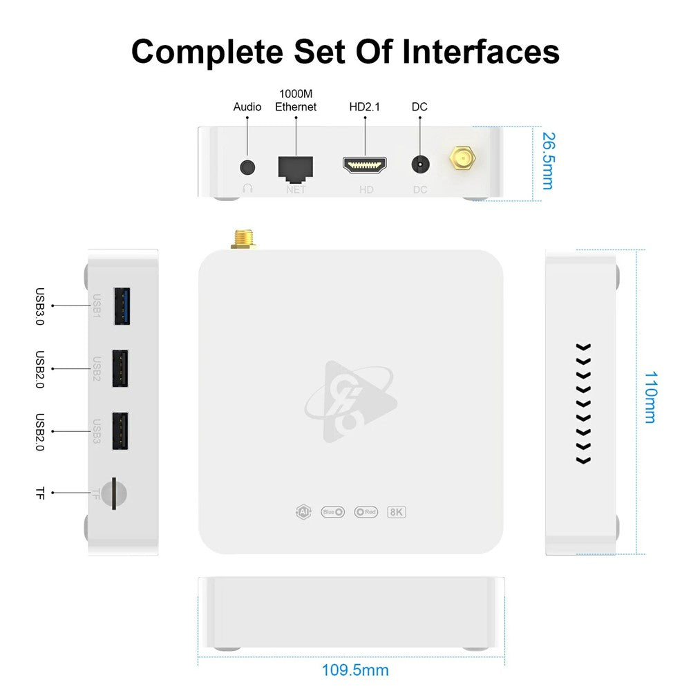 H96 Max M12 8K Ultra HD Android TV Box 4GB RAM 64GB ROM WiFi6 BT5.4 Media Player