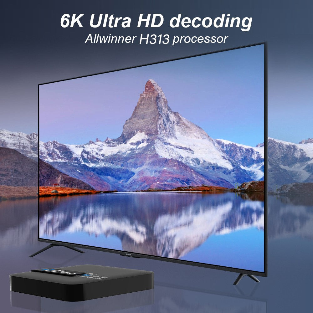 H20 Pro Smart TV Box Android 10.0 6K Ultra HD Media Player with Remote Control