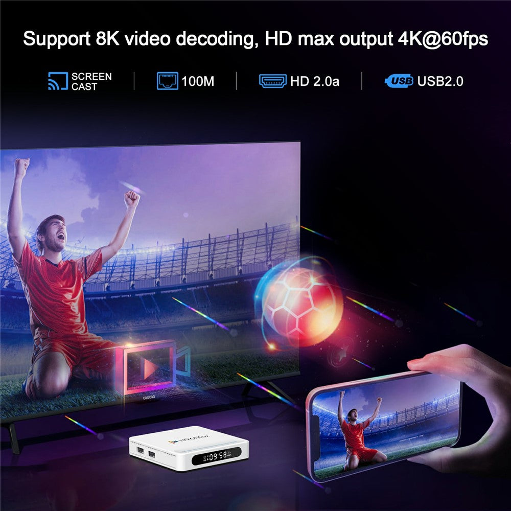 H96 Max H618 Plus 4+128GB Android TV Box WiFi 6 Bluetooth-Compatible 8K Ultra HD Smart TV Box