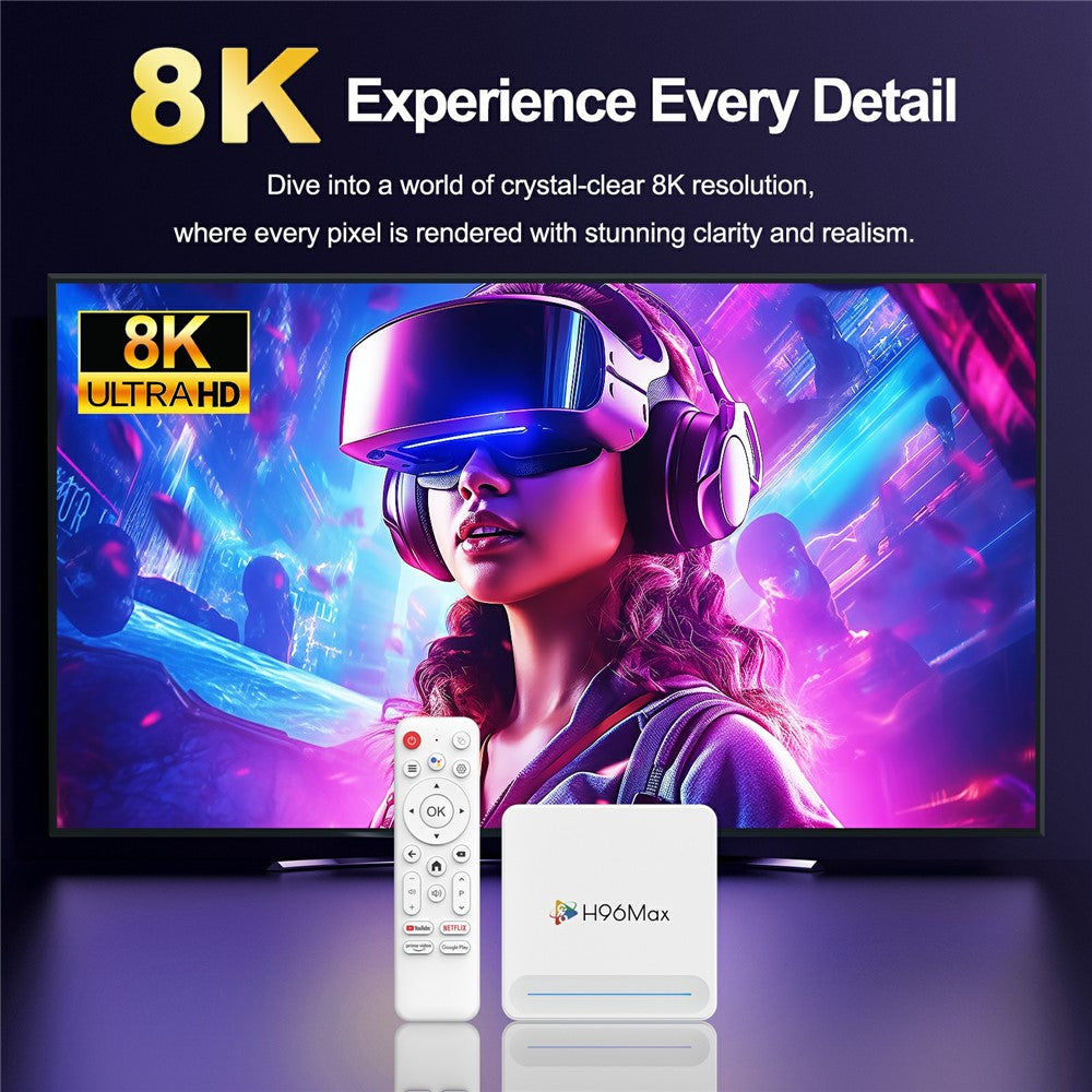 H96 Max H618 Plus 4+32GB Android TV Box WiFi 6 Bluetooth-Compatible 8K Ultra HD Smart TV Box