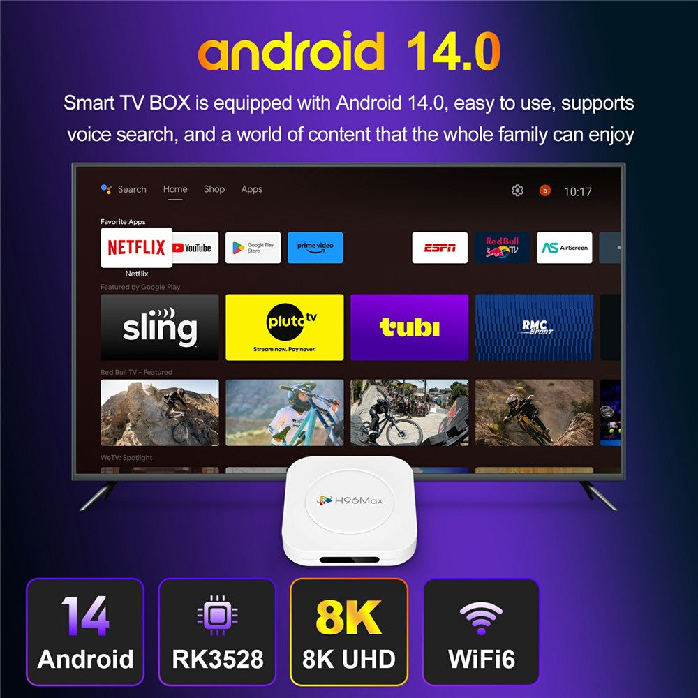 H96 MAX M1 Plus 8K Intelligent Android TV Box 2+16GB WiFi6 BT5.4 Voice Assistant Media Player