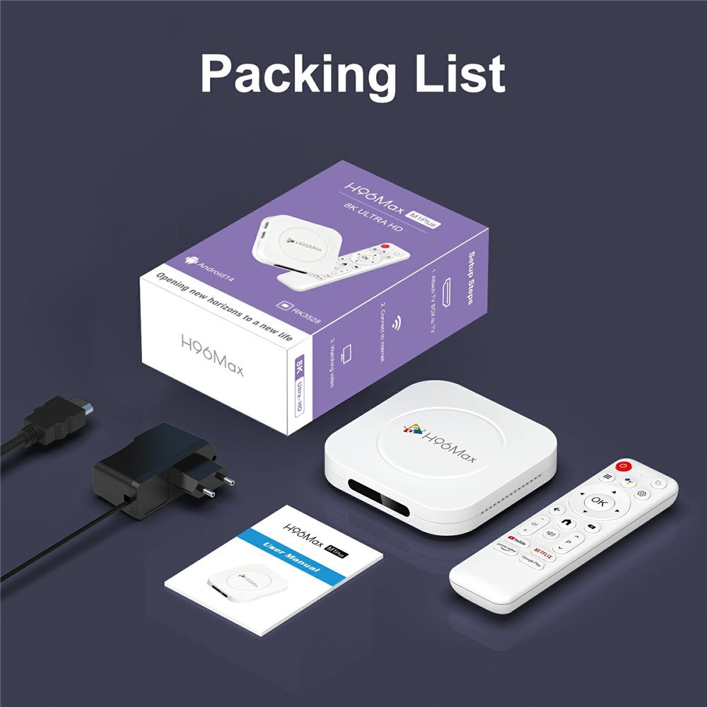 H96 MAX M1 Plus 8K Intelligent Android TV Box 4+32GB WiFi6 BT5.4 Voice Assistant Media Player