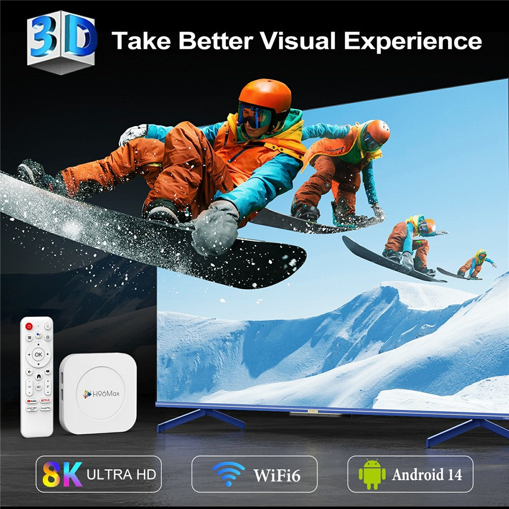 H96 MAX M1 Plus 8K Intelligent Android TV Box 4+128GB WiFi6 BT5.4 Voice Assistant Media Player