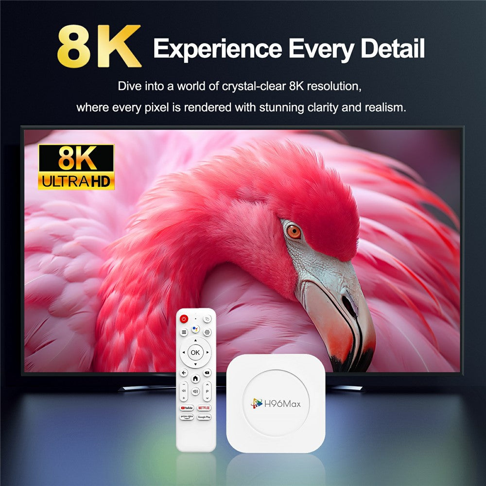 H96 MAX M1 Plus 8K Intelligent Android TV Box 4+128GB WiFi6 BT5.4 Voice Assistant Media Player