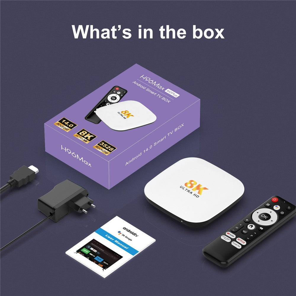 H96 MAX M2 Plus RK3528 Android 14.0 TV Box 2GB RAM + 16GB ROM 8K Ultra HD Streaming Device WiFi 6 BT5.4 Media Player