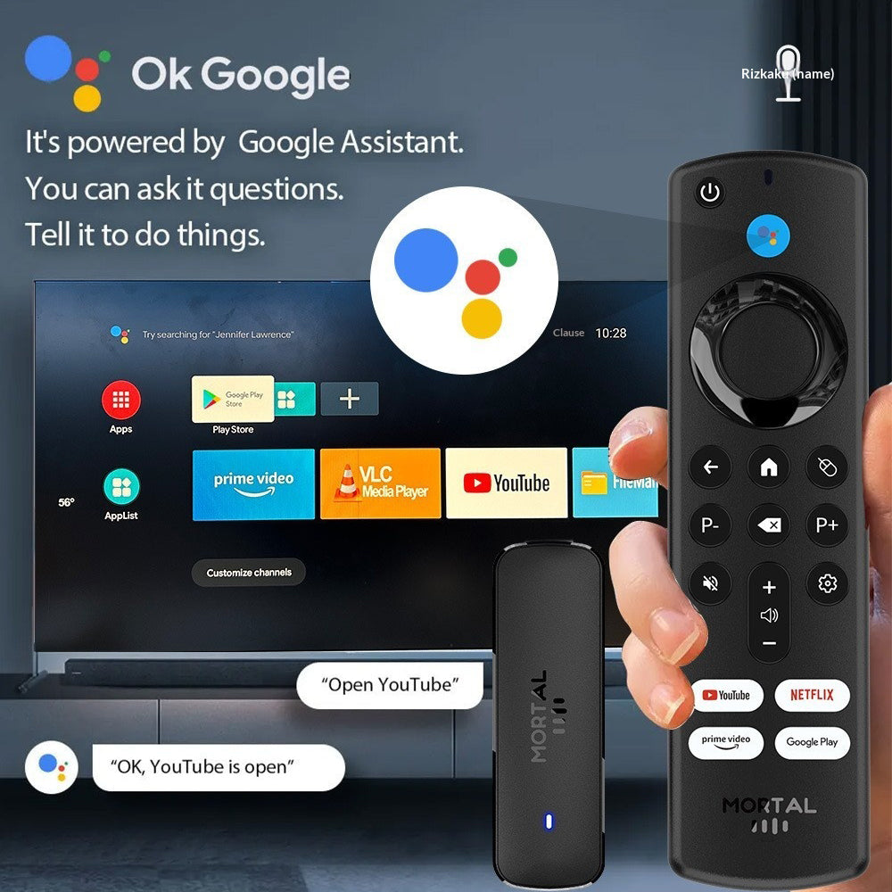 Q8 2+16GB Android 14.0 Smart TV Stick Allwinner H313 Quad Core 4K Ultra HD WiFi 6 Bluetooth-compatible Media Player with Voice Remote