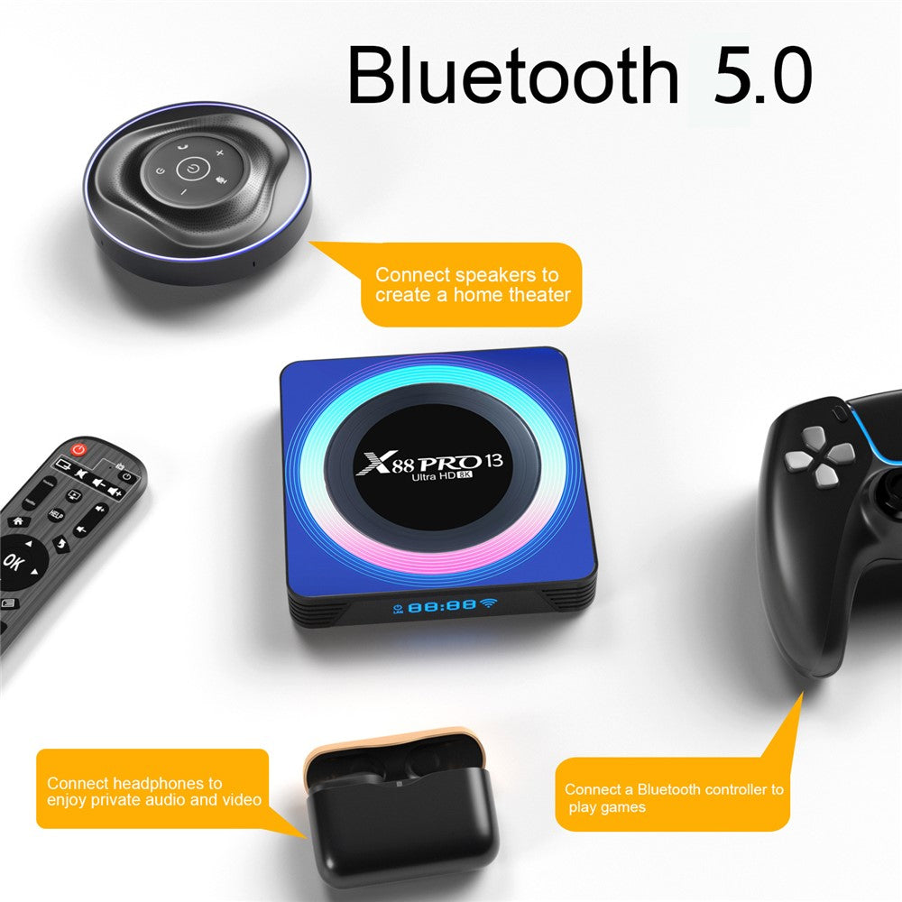 X88 Pro 13 4GB+64GB 8K Ultra HD TV Box Mini Android 13.0 Smart TV Box with Remote Control