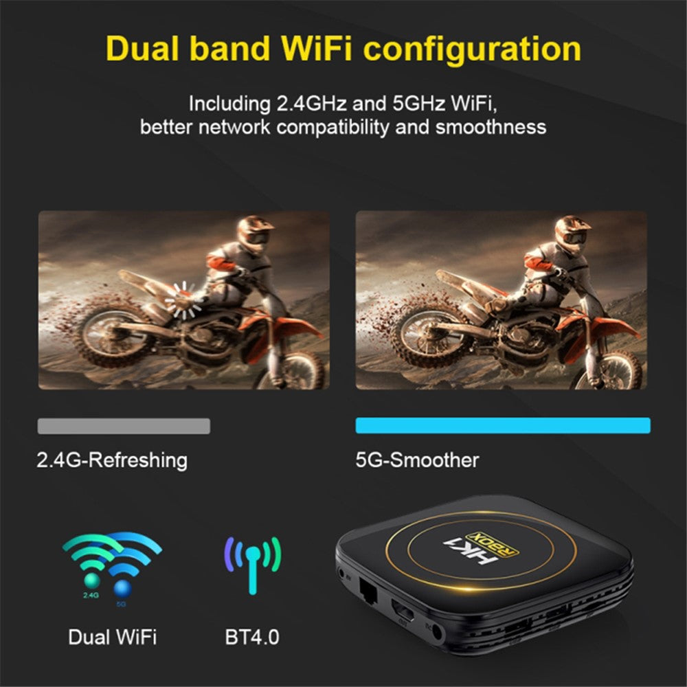 HK1 RBOX-H8S 4K Ultra HD Mini Smart TV Box 4GB+64GB Dual-band WiFi Android 12.0 TV Box