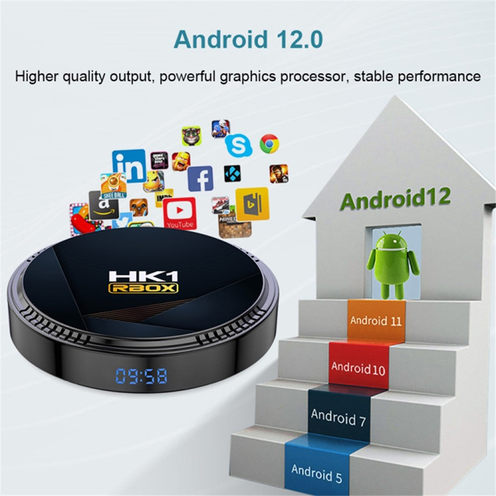 HK1 RBOX-H8-H618 4GB+128GB Set-top Box Android 12 TV Box Support 6K Video Decoding