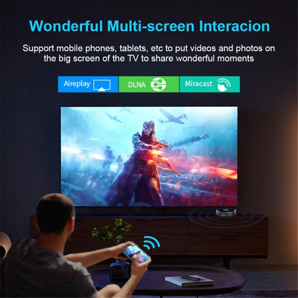 HK1 RBOX-H8-H618 2GB+16GB Mini Set-top Box Android 12 Ultra HD 4K Output TV Box Support 6K Video Decoding