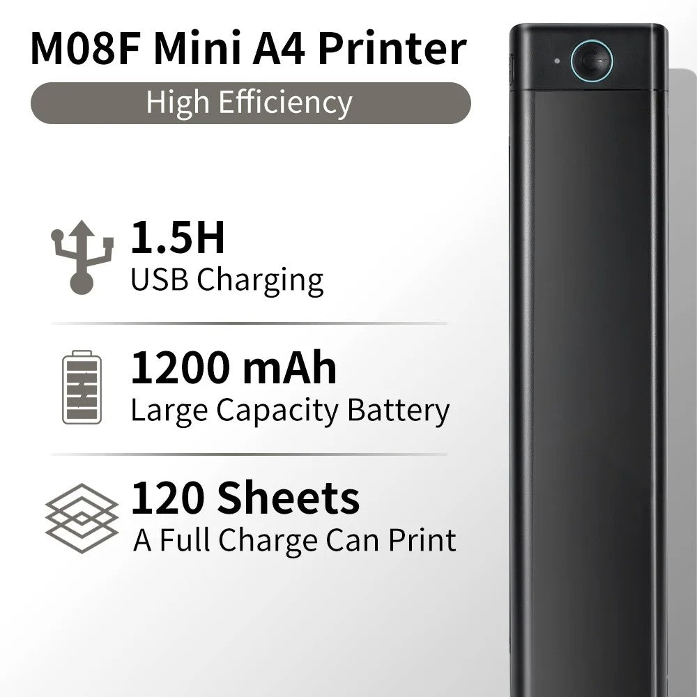 PHOMEMO M08F Bluetooth-compatible Inkless Thermal Printer Document Contract A4 Paper Printer, A4 Version / 210mm Print Width