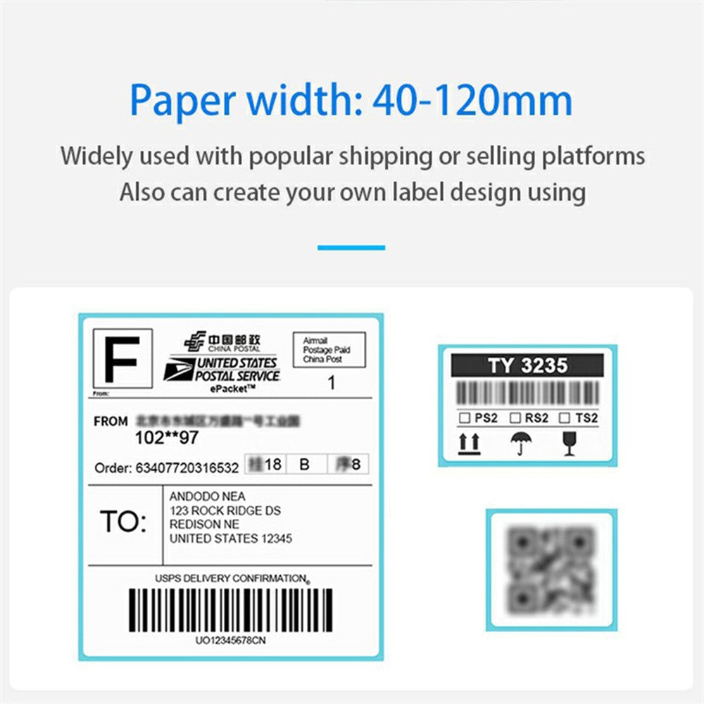 TDL406 Desktop Thermal Label Printer Barcode Sticker Maker Machine, USB + Bluetooth-compatible Version