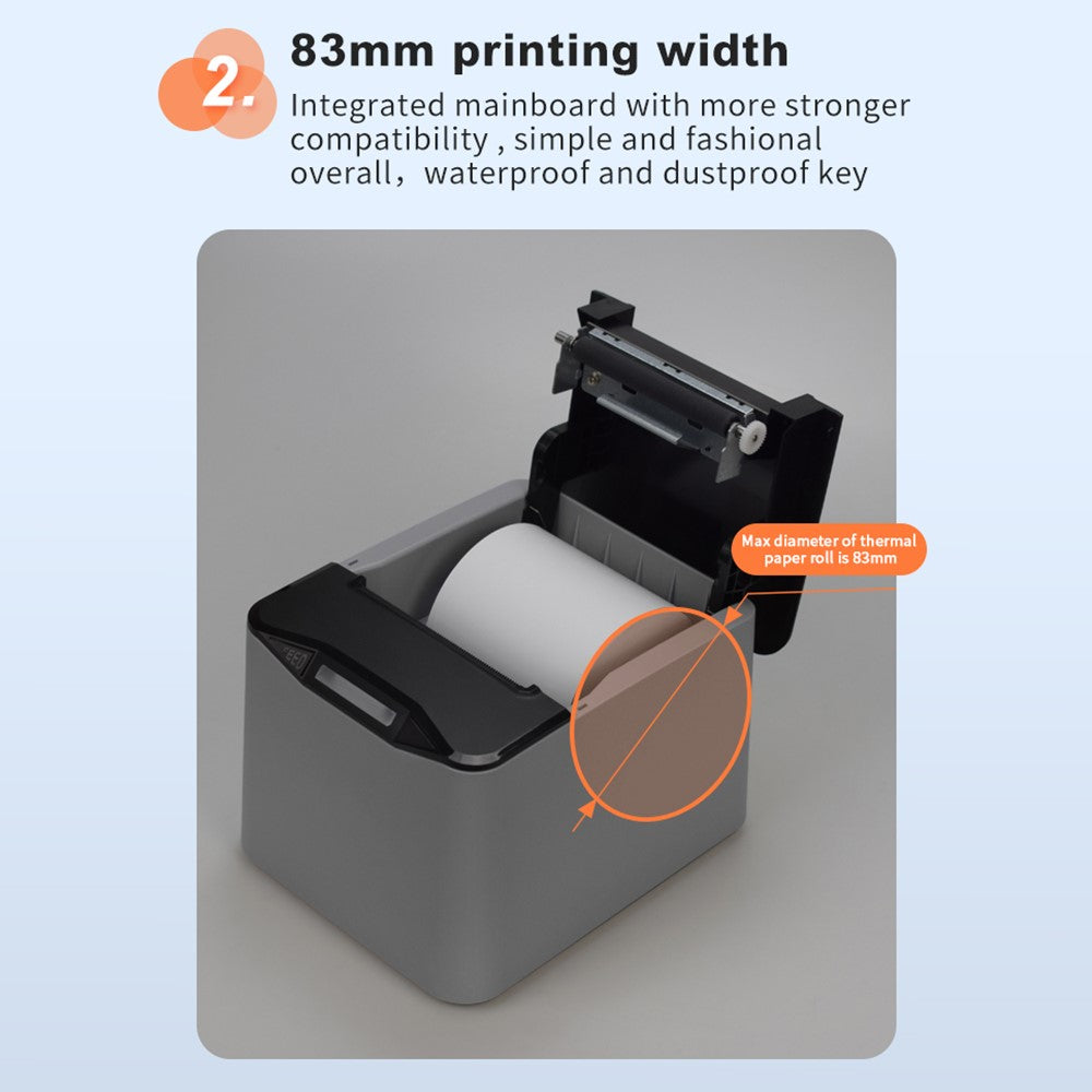 ZJ-8370 80mm Thermal Receipt Printer Auto Cutter USB LAN WiFi Kitchen POS Printer