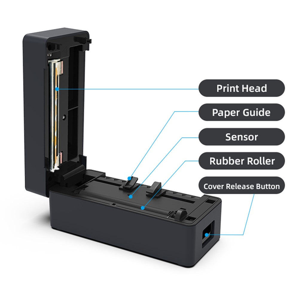 ZJ-9260 110mm Paperless Label Printer 160mm / s 203DPI Direct Thermal Label Printer with USB Port and Stand