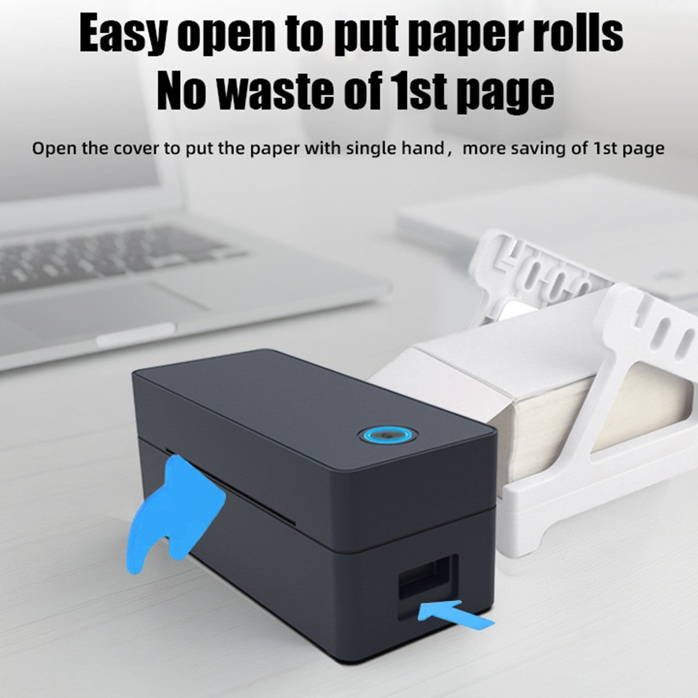 ZJ-9260 110mm Paperless Label Printer Bluetooth-Compatible 160mm / s 203DPI Direct Thermal Printer with USB Port and Stand