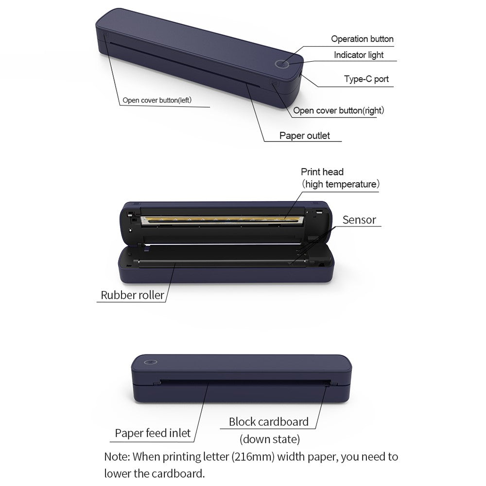 A403 A4 Bluetooth-Compatible Thermal Printer USB Wireless Direct Printer for A4  /  A5 Thermal Paper