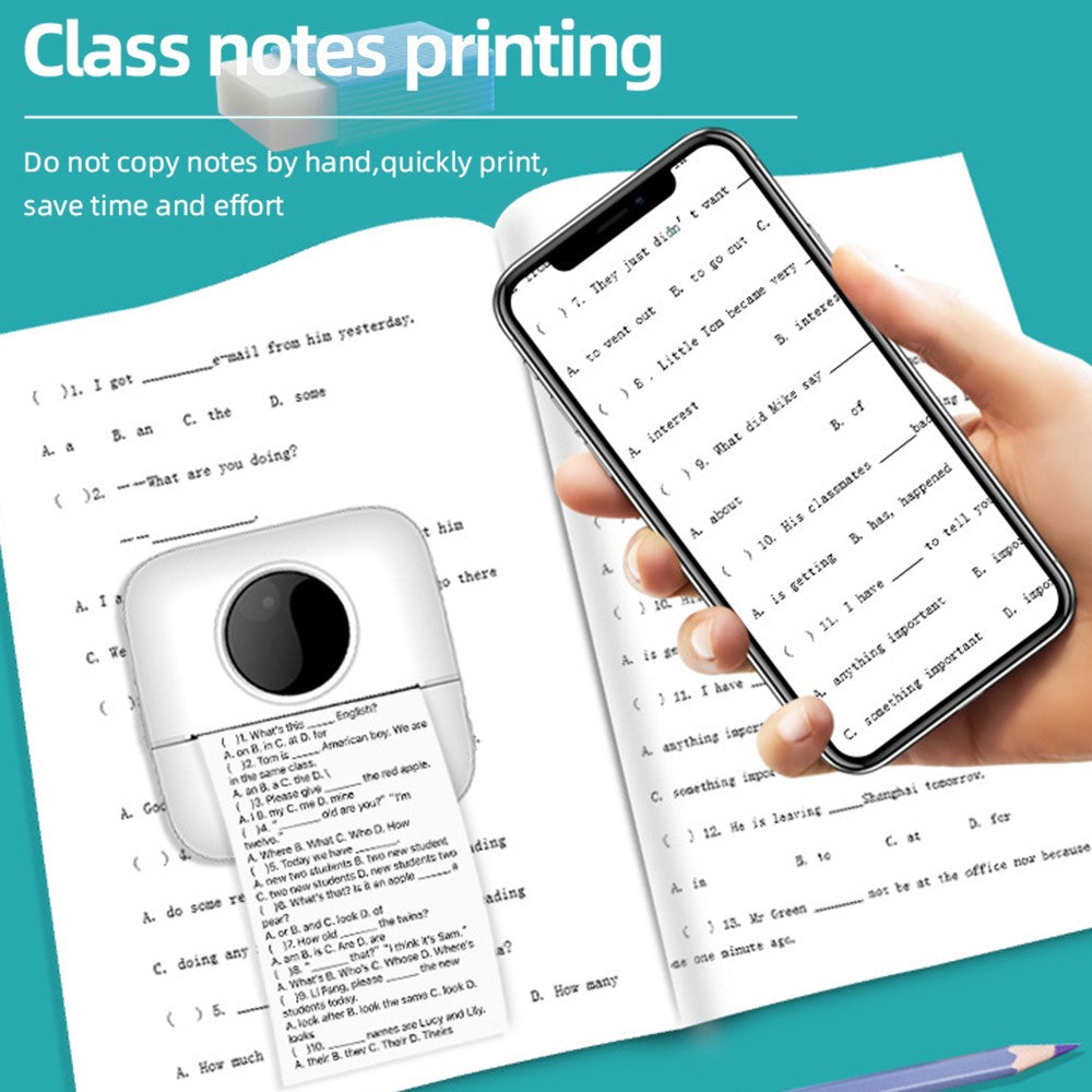 X5 Wireless Thermal Photo Printer Pocket Label Maker with Printing Paper + Color Pen