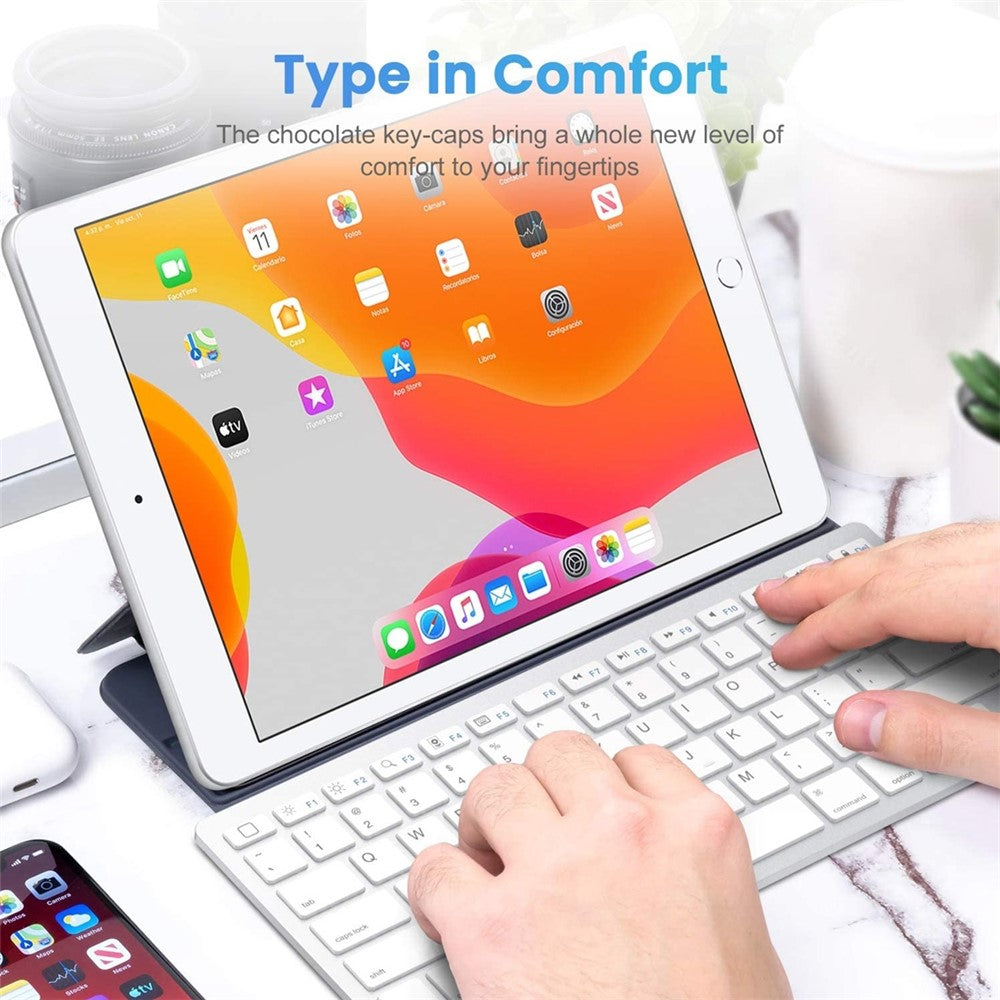 Ultra-Slim Wireless Bluetooth-compatible Keyboard (Spanish Language) for Android Windows iOS