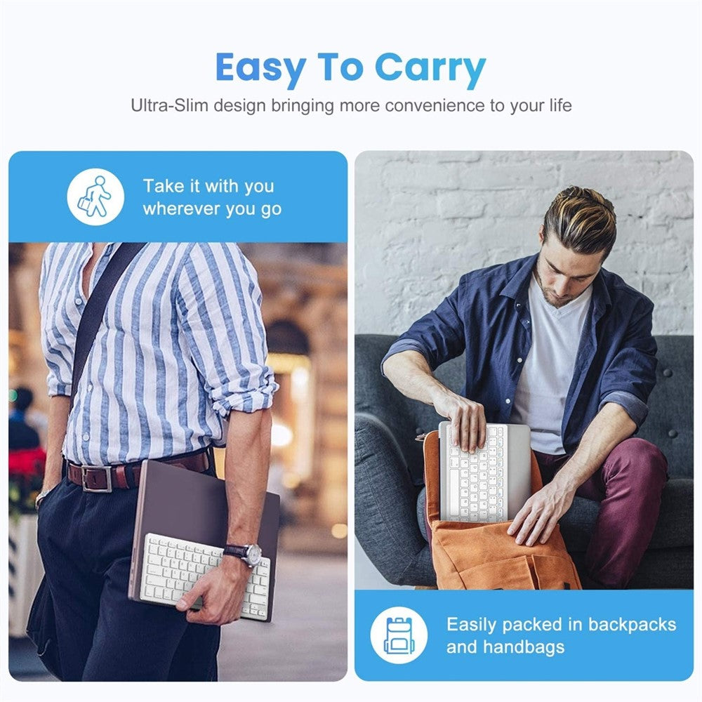 Ultra-Slim Wireless Bluetooth-compatible Keyboard (French Language) for Android Windows iOS