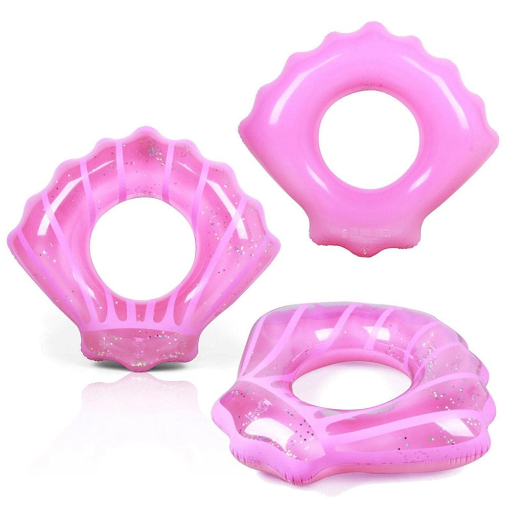 100*110cm PVC Swim Ring Inflatable Sequins Shell Shape Water Float for Children Adults