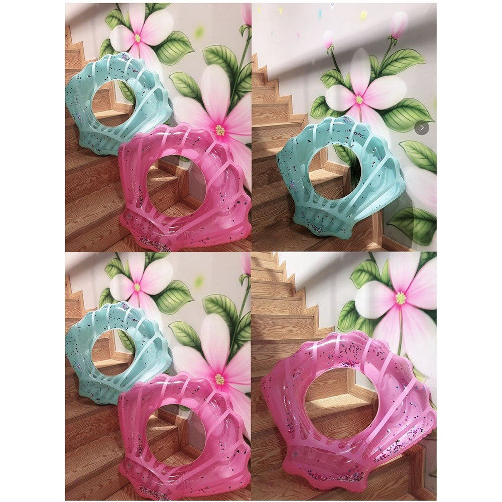 80*90cm Sequins Shell Shape Inflatable Swimming Ring Summer Pool Toy