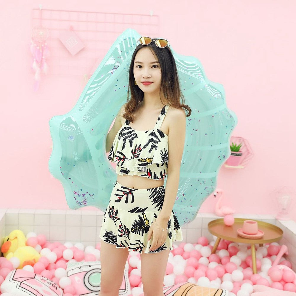 70*80cm Scallop Shell Inflatable Swim Ring Glitter Sequins Summer Swim Tube Inflatable Pool Toy