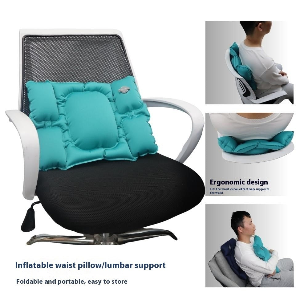 PICTET.FINO PF112B Inflatable Lumbar Pillow Ergonomic Design Crystal Velvet S-Curve Support for Car / Office Chair