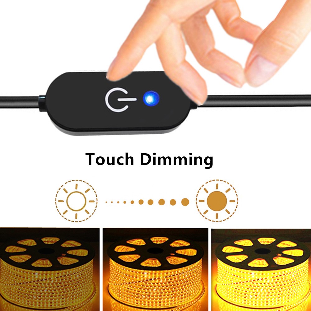 JUNSUNMAY 30cm DC 5.5x2.1mm Male to Female LED Touch Inline Dimmer Switch Controller for Single Color