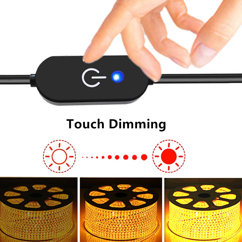 JUNSUNMAY DC 3.5*1.35mm to USB Touch Dimming LED Inline Switch Controller for Single Color, Length 100cm