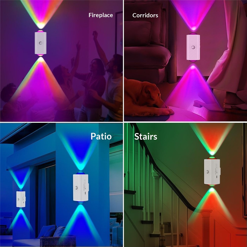YSJ-010A 1Pc Smart Motion Sensor Night Light RGB Gradient Ambient Lighting Magnetic Wall Light for Corridor Stairs