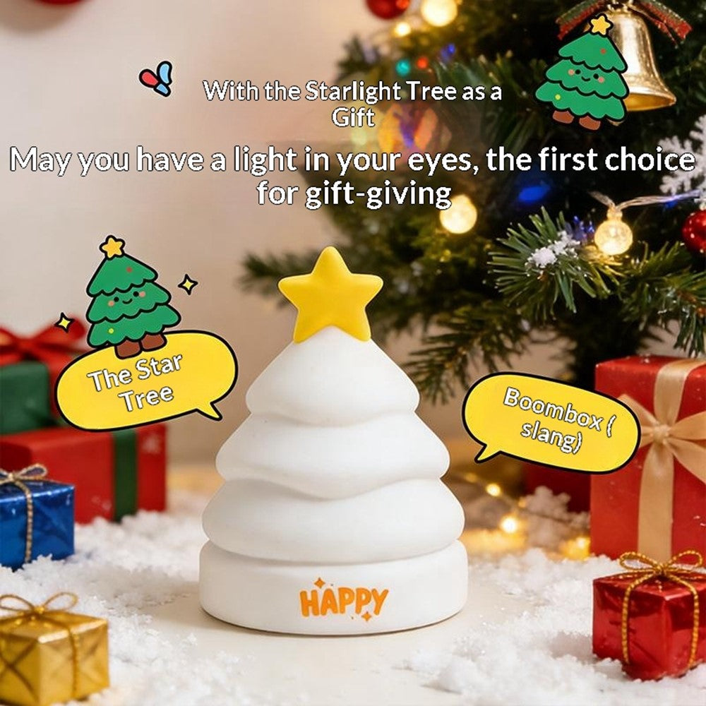 XP-005A Star Tree Shape Silicone Touch Light Creative Christmas Gift Night Light 1200mAh 3-Brightness Night Lamp