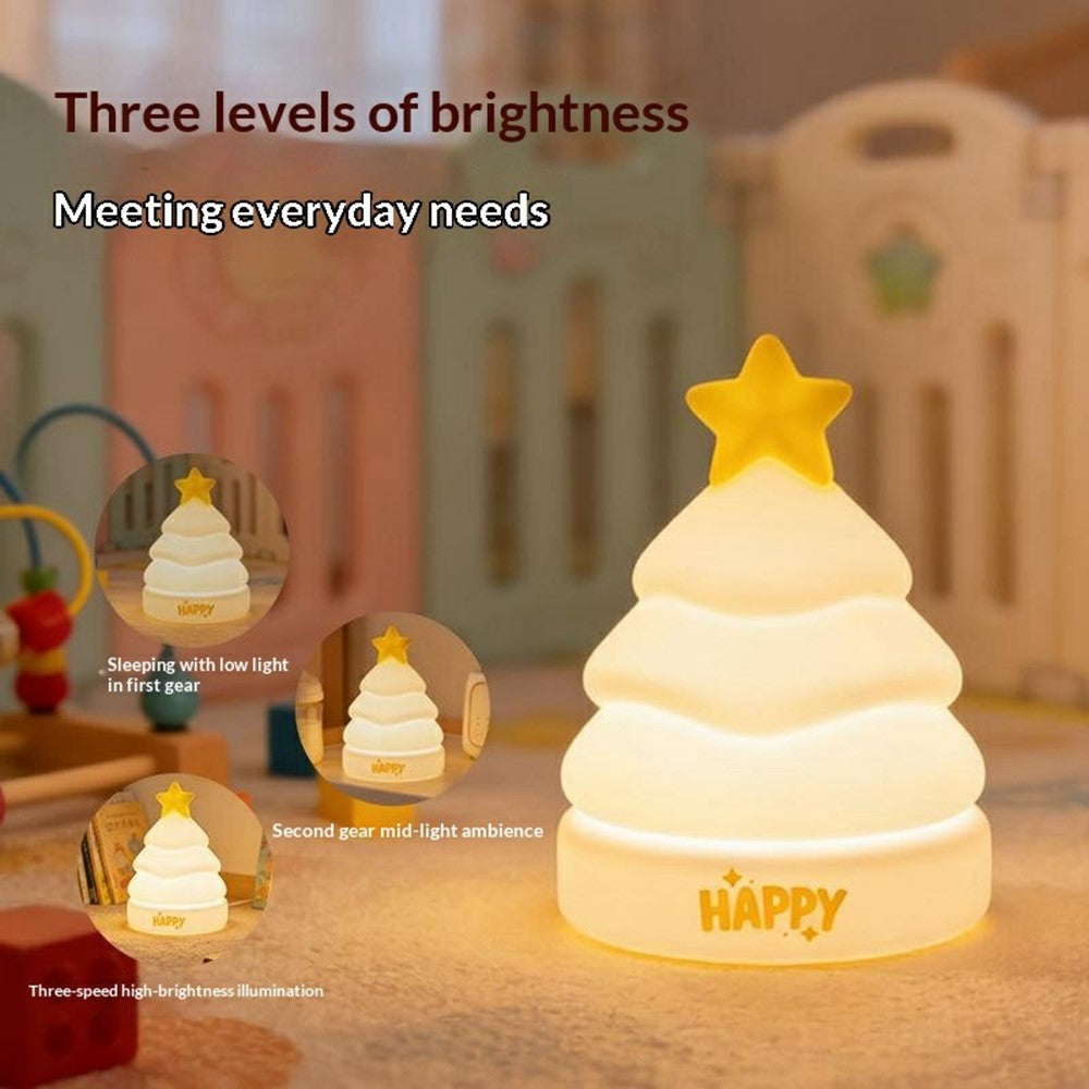 XP-005A Colorful RGB Tree Shape Silicone Touch Light Creative Christmas Gift Night Light 1200mAh 3-Brightness Night Lamp