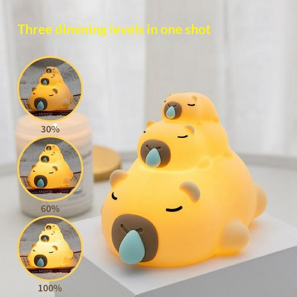 PP-D05 Remote Control RGB Cartoon Animal-Shaped Night Light Silicone Touch Control 3-Brightness Levels 1200mAh Pat Lamp for Bedroom Desktop