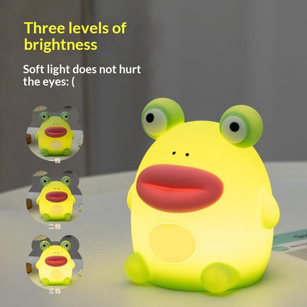 PP-D10 Cartoon Frog-Shaped Night Light 1200mAh Rechargeable Pat Light 3-Brightness 30-Minute Timer Night Lamp