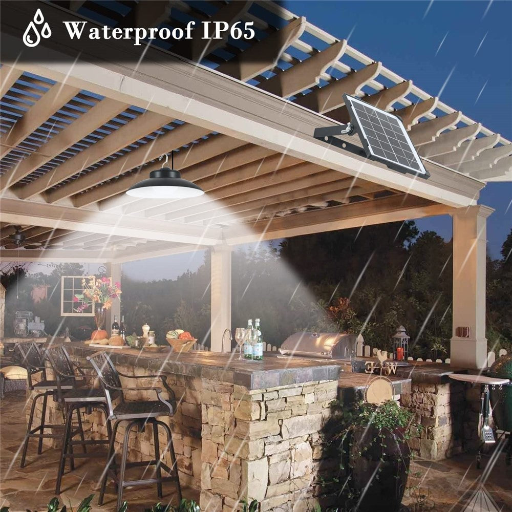 Single Head Solar Powered Pendant Light IP65 Waterproof Motion Sensor Hanging Garage Lamp with Remote Control