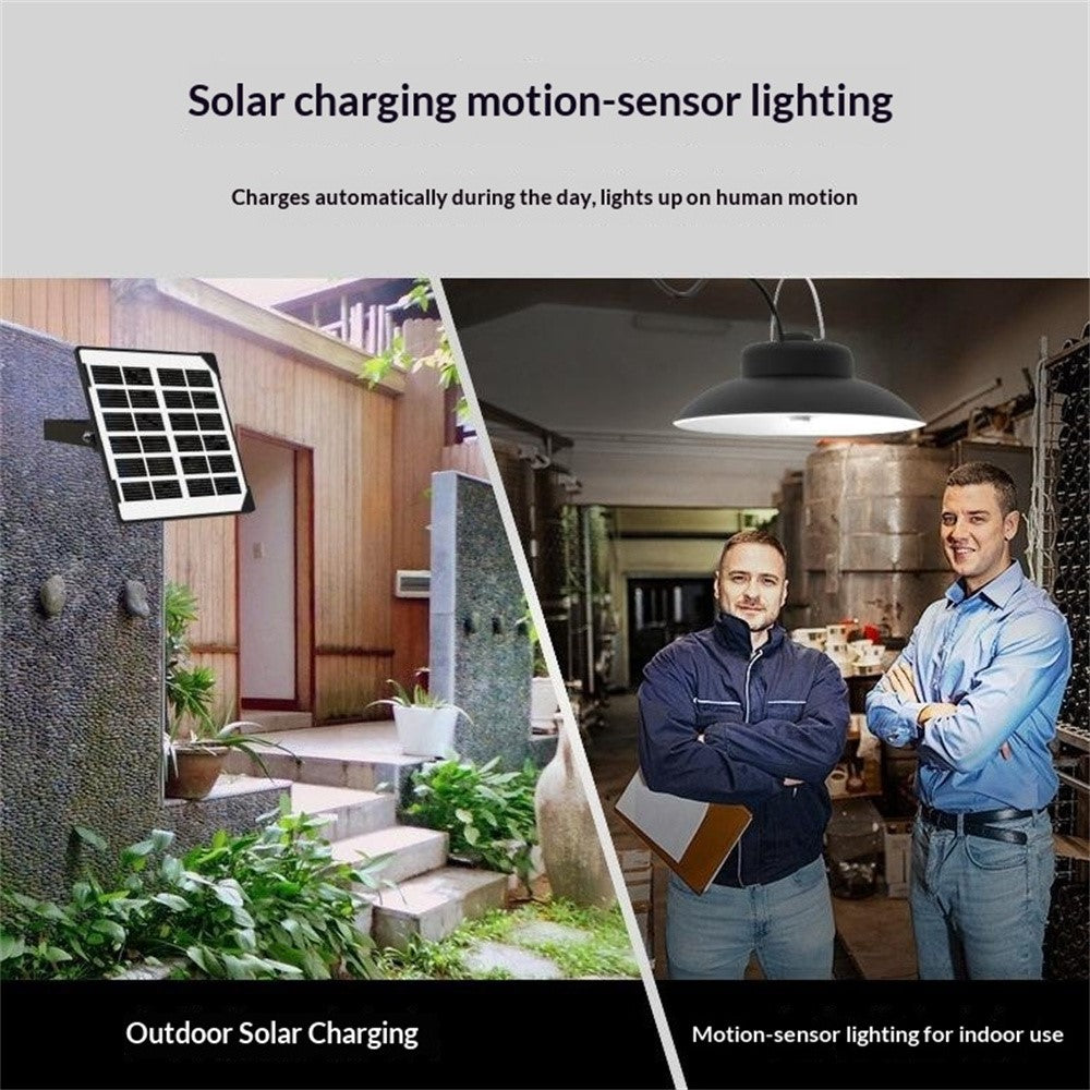 Single Head Solar Powered Pendant Light IP65 Waterproof Motion Sensor Hanging Garage Lamp with Remote Control
